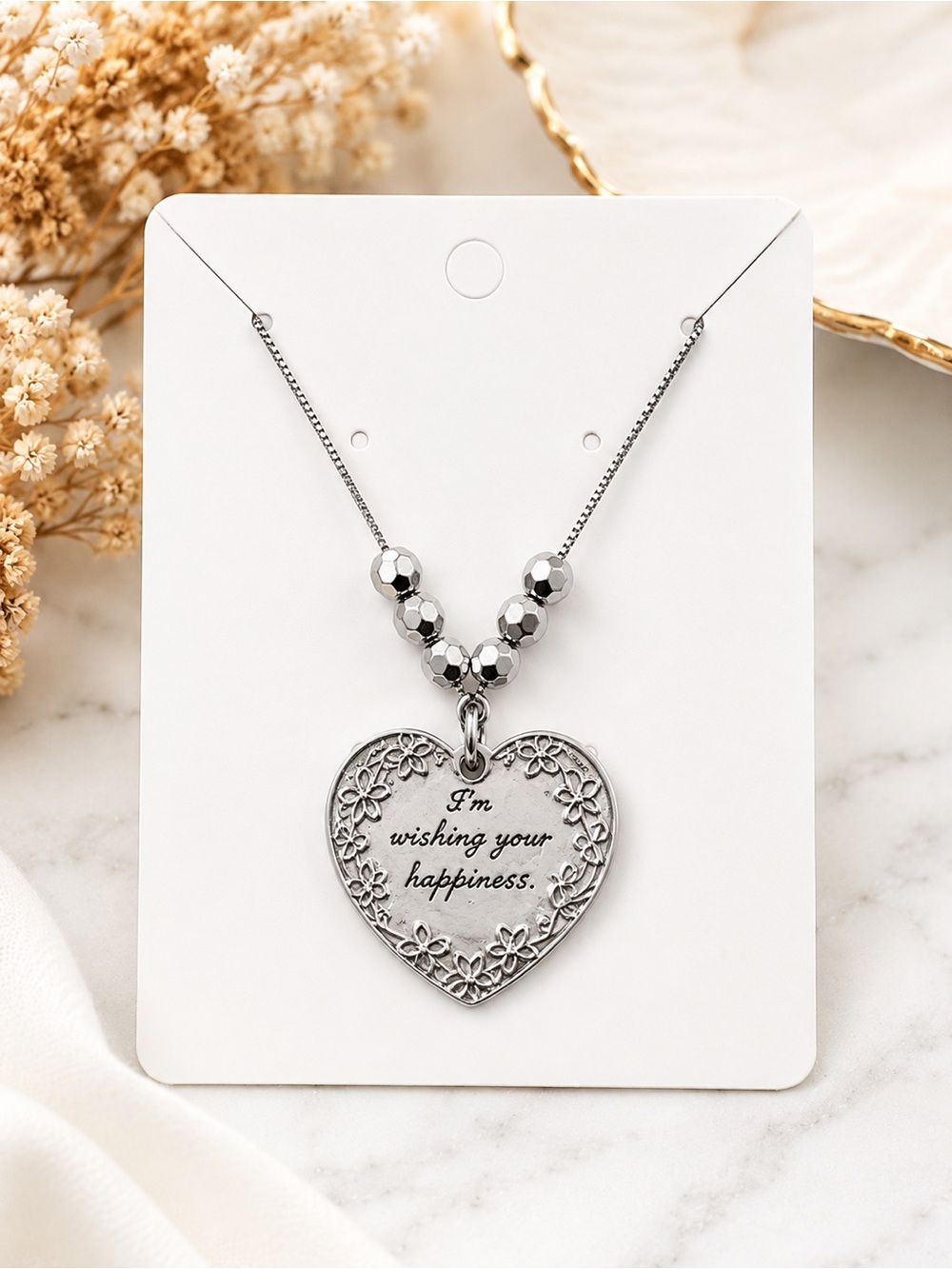 5/25 ✨✨ Silver Heart Pendant Necklace - "I'm Wishing Your Happiness"